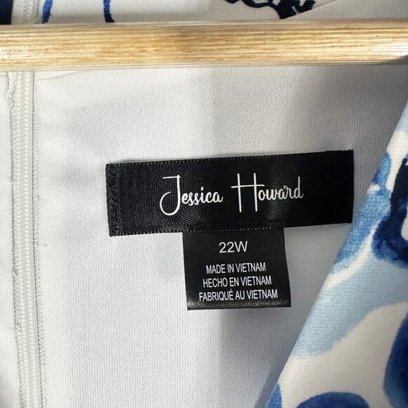 Jessica Howard Tonal Floral Jersey Surplice Dress Size 22W - Picture 6 of 10